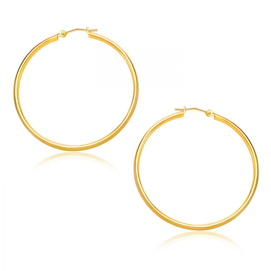 14K Yellow Gold Polished Hoop Earrings (30mm)