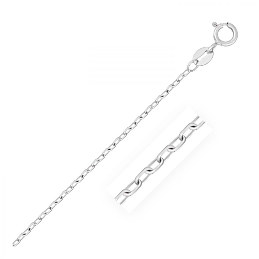 1.3mm 14K White Gold Faceted  Cable Link Chain