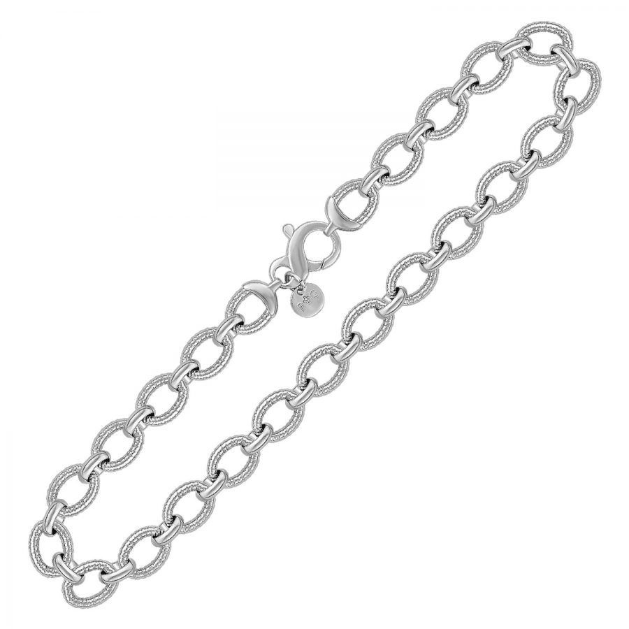 Sterling Silver Oval Style Cable Design Chain Link Necklace