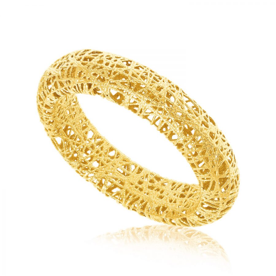 14K Yellow Gold Wire Mesh Tube Style Ring