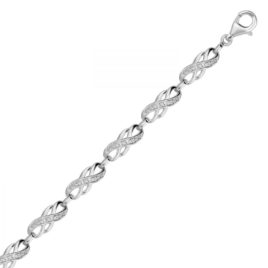 Sterling Silver Infinity Design Diamond Accented Bracelet (.09 ct t.w.)