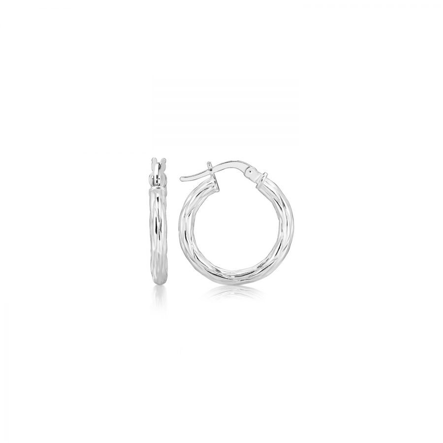 Sterling Silver Twist Style Thin Hoop Earrings