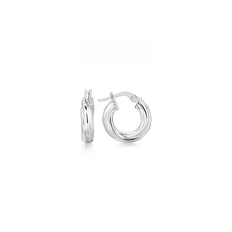 Sterling Silver Twist Design Small Sized Hoop Earrings