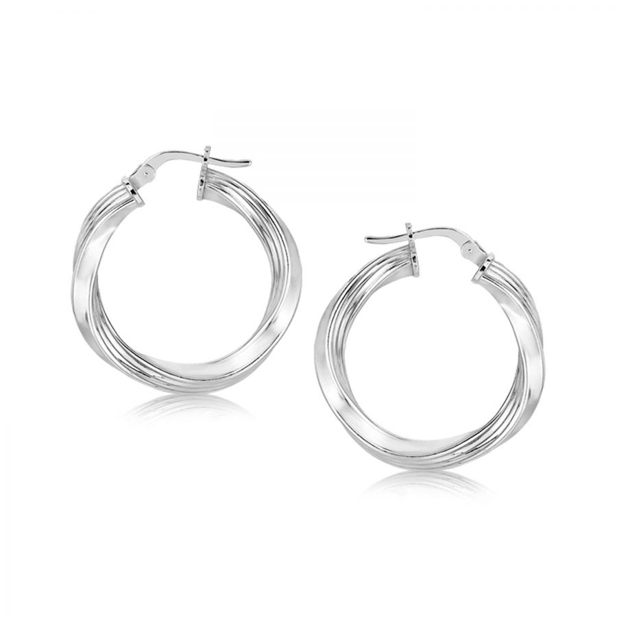 Sterling Silver Polished Twist Style Hoop Earrings