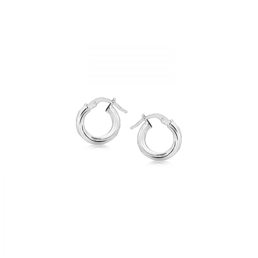 Sterling Silver Twist Style Small Size Hoop Earrings