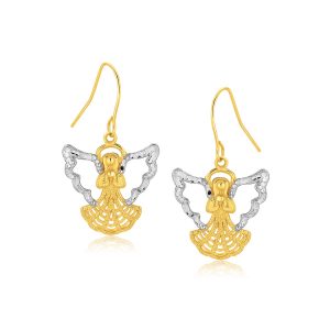 Two-Tone Angel Drop Earrings in 10K Gold