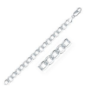 Rhodium Plated 7.0mm 925 Sterling Silver Curb Style Chain