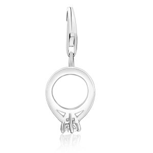 Sterling Silver White Tone Crystal Embellished Charm in a Diamond Ring Design