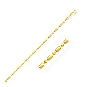 1.5mm 14K Yellow Gold Diamond-Cut Alternating Bead Chain