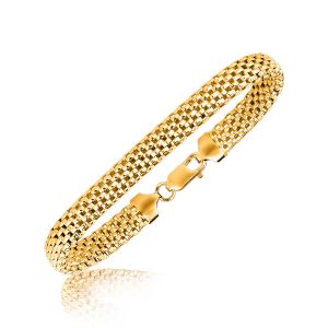 Sterling Silver Yellow Gold Plated Mesh Style Bracelet