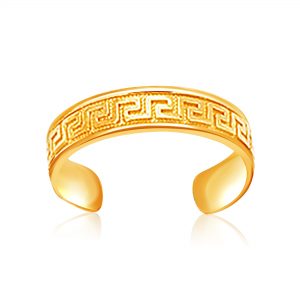 14K Yellow Gold Labyrinth Motif Toe Ring
