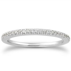14K White Gold Fancy Engraved Pave Diamond Wedding Ring Band