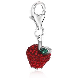 Sterling Silver Red and Green Tone Crystal Accented Charm in Sterling Silver