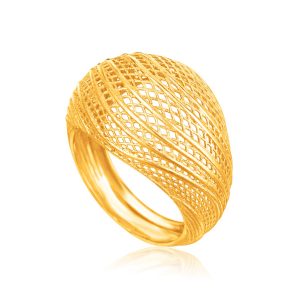 Italian Design 14K Yellow Gold Lattice Ring