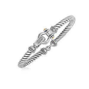 Sterling Silver Diamond Embellished Italian Cable Style Bracelet  (.02 ct. tw.)