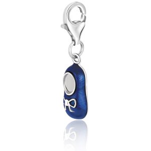 Sterling Silver Baby Shoe Blue Enameled Charm
