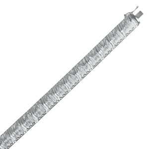 Sterling Silver Rhodium Plated Fancy Diamond Cut Flat Bracelet