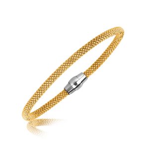 Sterling Silver Yellow Gold Plated Thin Popcorn Design Bangle