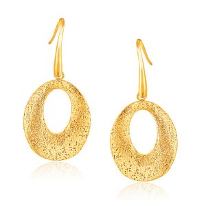 Italian Design 14K Yellow Gold Woven French Wire Oval Drop Earrings