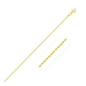 1.5mm 14K Yellow Gold Solid Diamond Cut Rope Bracelet