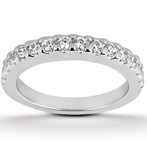14K White Gold Shared Prong Diamond Wedding Ring Band