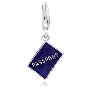 Sterling Silver Blue Enameled Passport Charm