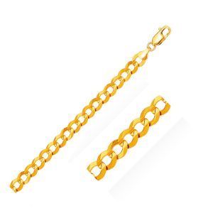 7.0mm 14K Yellow Gold Solid Curb Chain