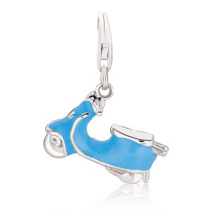 Sterling Silver Blue Enameled Scooter Charm