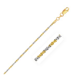 1.5mm 14K White and Yellow Gold Two Tone Sparkle Chain