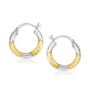 14K Two Tone Gold Polished Hoop Earrings (20 mm)