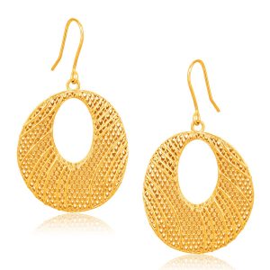 Italian Design 14K Yellow Gold Oval Lattice Earrings