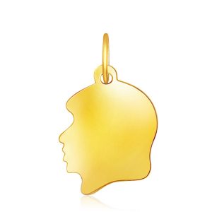 14K Yellow Gold Small Girl Head Charm