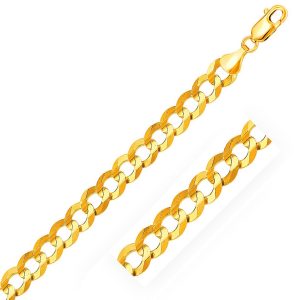 10.0mm 14K Yellow Gold Solid Curb Chain
