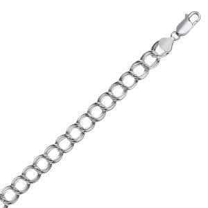 Sterling Silver Rhodium Plated Charm Bracelet