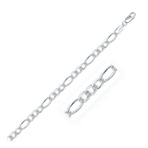 Rhodium Plated 5.5mm 925 Sterling Silver Figaro Style Chain