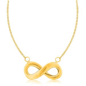 14K Yellow Gold Necklace with an Infinity Motif Accent