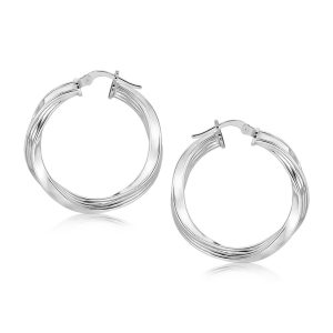 Sterling Silver Polished Spiral Hoop Earrings